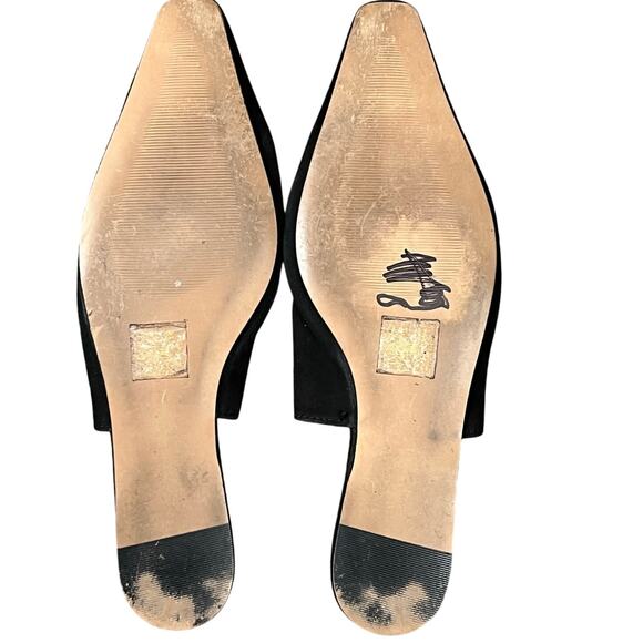 Asos Landing Mules Womens 7 Black Suede Slip On Flats Pointy Comfort Shoes - Picture 9 of 13